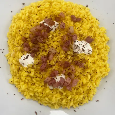 Risotto zafferano burrata e guanciale